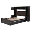 Full Size Bed With All In One Cabinet, Shelf And Sockets, Twin Size Trundle - Espresso - Image 6