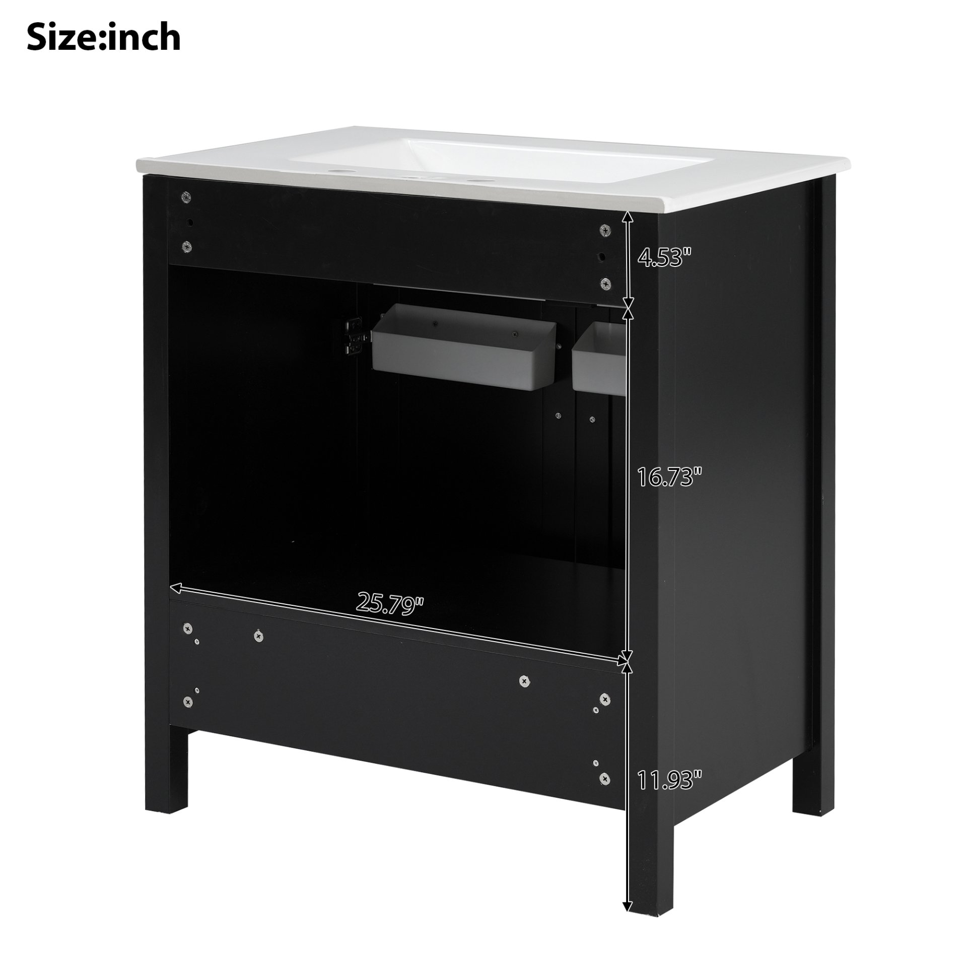 Bathroom Vanity With Sink And Ample Storage, Rectangular Undermount Sink - Black - Image 8