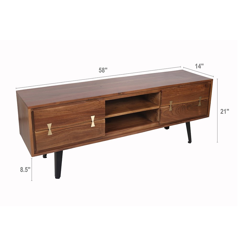 Asther - Acacia Wood TV Cabinet - Natural Wood / Brown - Image 3
