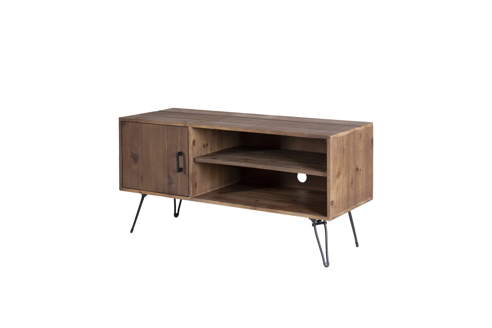 Simple, Modern, Vintage Reclaimed Wood TV Stand Media Table For Living Room - Natural - Image 3