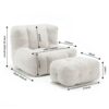 Modern Indoor Fluffy Bean Bag Chair With Memory Foam And Ottoman Super Soft Velvet - Light Gray - Image 3