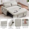 Pull Out Sleep Sofa Bed Loveseats Sofa Couch With Adjsutable Backrest, Storage Pockets, 2 Soft Pillows, USB Ports For Living Room, Bedroom, Apartment, Office - Beige - Image 5