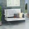 Tambora - Stylish Porch Swing With Acacia Wood And Metal - White - Image 2