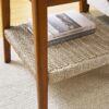 Mid - Century Square Side Table With Woven Shelf - Walnut - Image 5