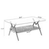 Rectangle Coffee Table With Tempered Glass Top And Black MDF Shelf, Modern Table For Living Room - Gray - Image 3