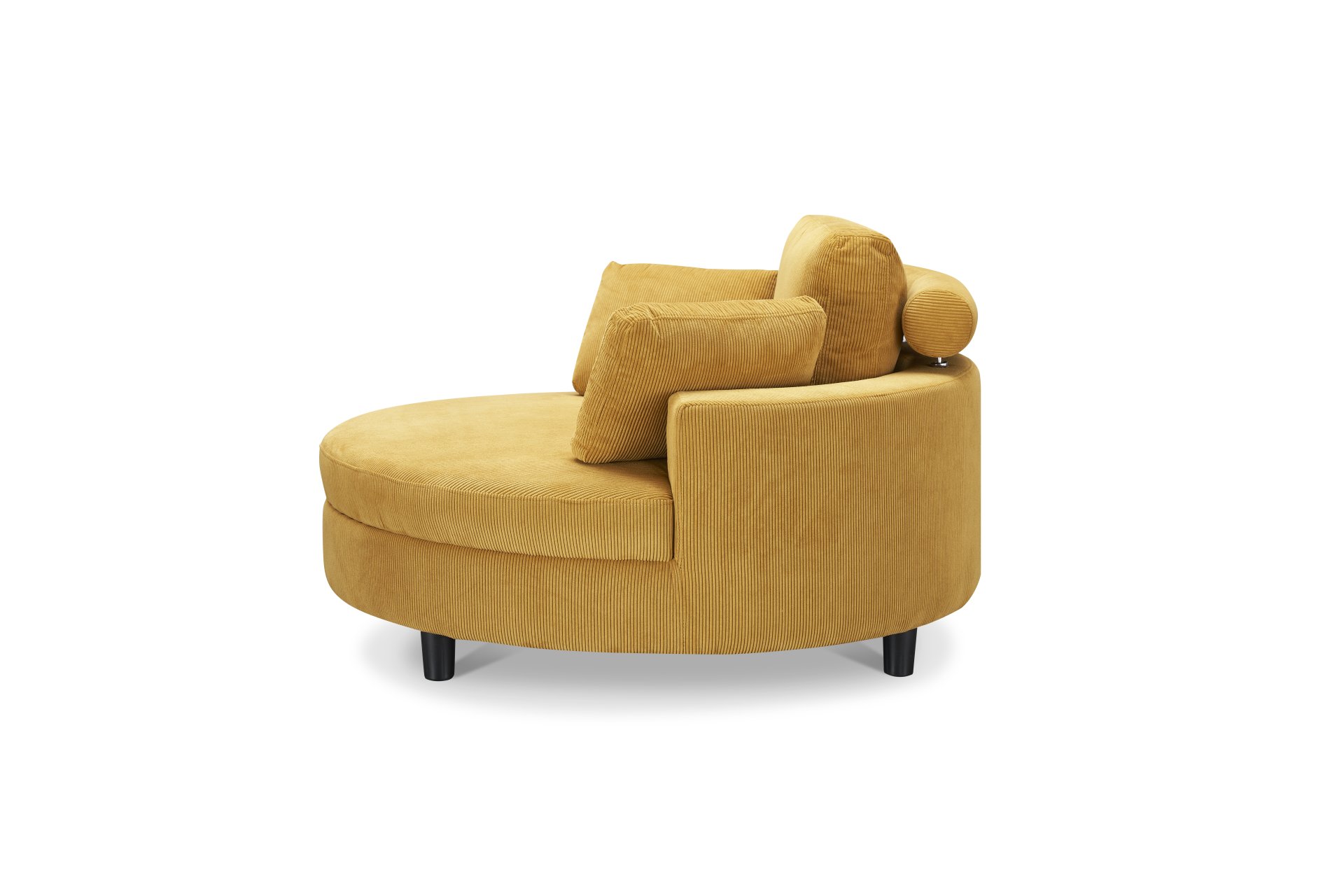 Corduroy Sofa With Two Throw Pillows And A Waist Pillow With An Extra Tray For Comfortable Seating Suitable For Small Apartment Bedroom Space - Yellow - Image 6