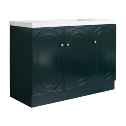 Modern Freestanding Bathroom Vanity With White Resin Sink & 3 Soft Close Cabinet Doors - Dark Green