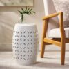 Lilac - Modern Side Table With Iron Cut Design - White - Image 4