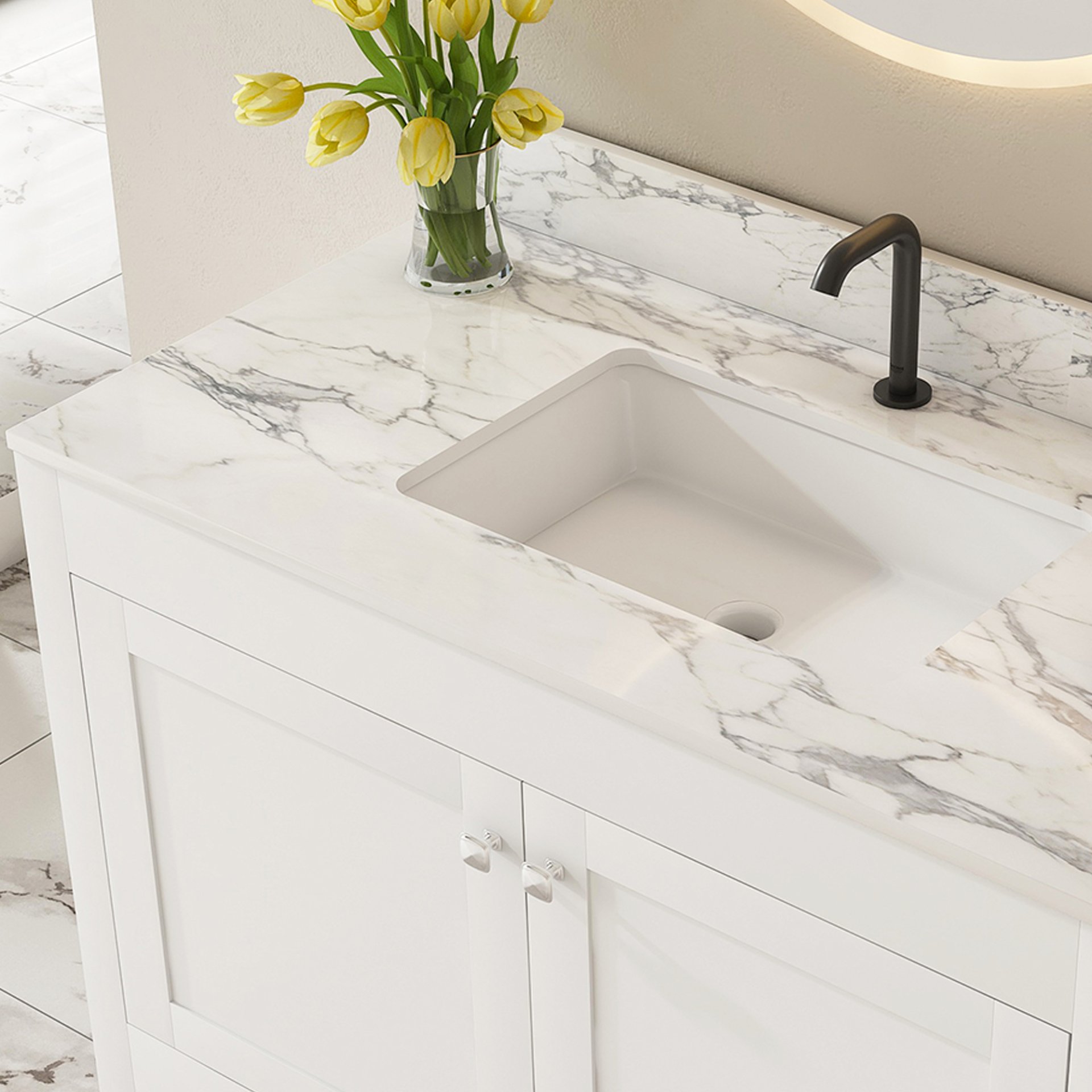 43" Bathroom Vanity, Multi Functional Cabinet - White - Image 10