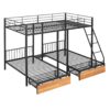 Full Over Twin & Twin Bunk Bed, Triple Bunk Bed With Drawers And Guardrails - Black - Image 3