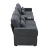 Upholstered Sofa With Console, 2 Cupholders And 2 USB Ports Wired Or Wirelessly Charged, Modern Linen Fabric Couches With 4 Pillows (4 Seat) - Dark Gray - Image 7