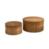 Vintage Fashion Style Cylindrical Nesting Coffee Table Set With Vertical Textured Embossed Design - Natural - Image 18