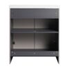 Modern Freestanding Bathroom Vanity With White Resin Sink & Soft Close Doors - Khaki - Image 12