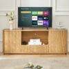 Modern Wavy TV Stand, Rounded Sideboard With Storage - Natural - Image 2