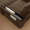 Oversized Chaise Lounge Indoor Rabbit Fur Sofa Bed With Storage Ottoman And Armrests Cup Holders With Deep Seat - Brown - Image 10