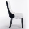 Nikki - Modern, High-End Tufted Solid Wood Contemporary And Velvet Upholstered Dining Chair With Wood Legs Nailhead Trim (Set of 2) - White / Black - Image 4