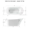 Freestanding Bathtub Modern Stand Alone Soaking Bathtub - Brushed Nickel Drain And Minimalist Linear Design Overflow Included, Cupc Certified - White - Image 3