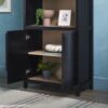 Modern 3 Shelf Open Arched Bookcase Cabinet - Black - Image 7