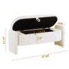 Ottoman Oval Storage Bench, 3D Lamb Fleece Bench With Large Storage Space For The Living Room, Entryway And Bedroom - Cream White - Image 3