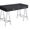 Coleen - High Gloss Writing Desk With USB - Black / Chrome - Image 3