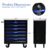 6 Drawer Multifunctional Tool Cart With Wheels - Black / Blue - Image 4
