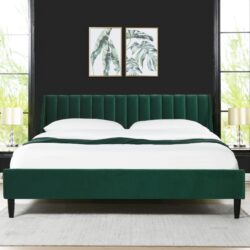 Aspen - King Vertical Tufted Modern Headboard Platform Bed Set - Evergreen