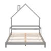 Full House-Shaped Headboard Bed With Handrails, Slats - Gray - Image 10