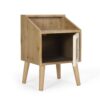 Contemporary End Table With Rattan Accents And Tempered Glass - Natural / White - Image 7