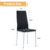 Modern Grid Armless High Backrest Dining Chair Set With Electroplated Metal Legs In Material 6 Piece - Black - Image 3