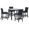 5-Piece Counter Height Dining Table Set With One Faux Marble Top Dining Table And Four Velvet Upholstered Chairs - Black - Image 14