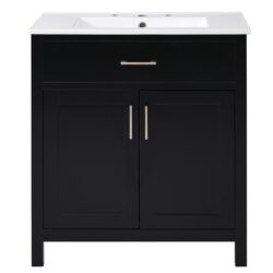 Bathroom Vanity With Sink And Ample Storage, Rectangular Undermount Sink - Black