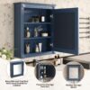 Wall Mounted Bathroom Storage Cabinet With Mirror, Medicine Cabinet With Height Adjustable Shelf, Over The Toilet Space Saver Cabinet - Blue - Image 7