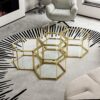 Modern Stainless Steel Coffee Table With Double Layer Glass And Polygonal Design - Gold - Image 6