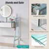 33.9" Mirrored Makeup Vanity Desk With Mirror And Lights, Mirrored Console Vanity Table With 2 Big Drawers & Open Shelf, Dressing Table With Charging Station For Bedroom - Silver - Image 5