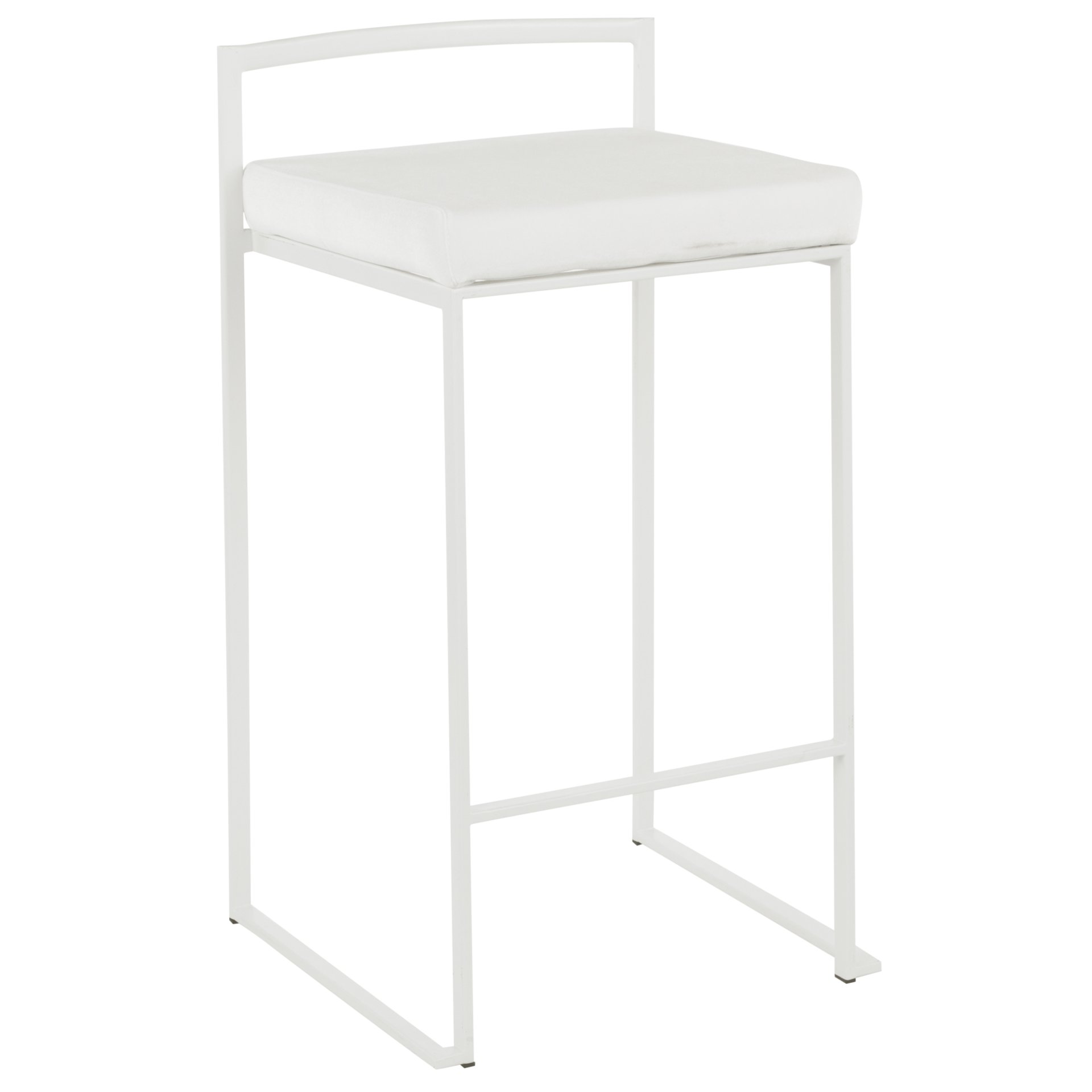 Fuji - Contemporary Stackable Counter Stool (Set of 2) - White - Velvet - Image 2