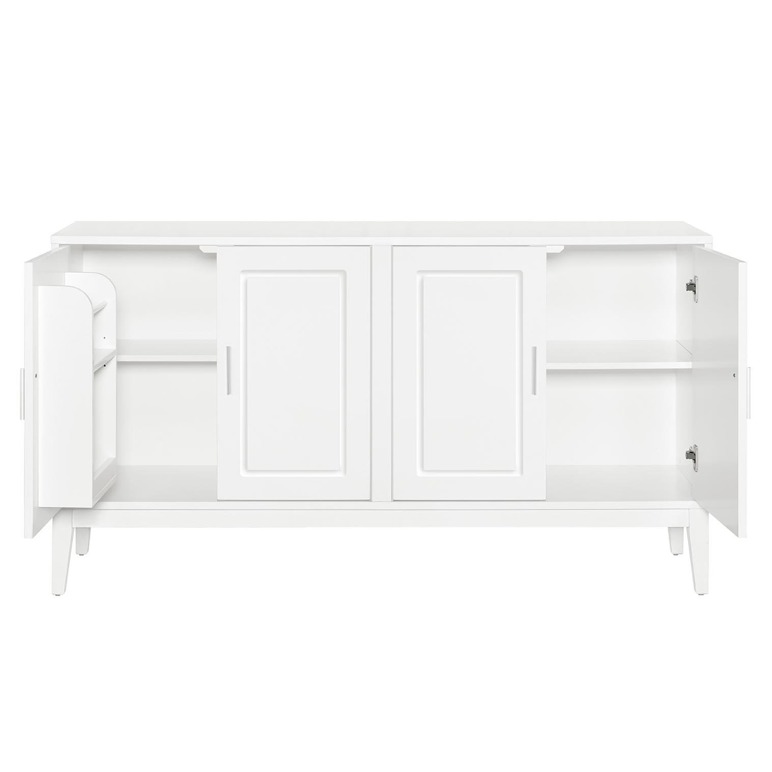 4 Door Sideboard Storage Cabinet With Door Shelf For Living Room And Dining Room, 2 Large Cabinets With Adjustable Shelf - White - Image 20