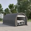 Outsunny - 10' x 16' Carport, Heavy Duty Portable Garage Storage Tent With Large Zippered Door, Anti-Uv Pe Canopy Cover For Car, Truck, Boat, Motorcycle, Bike, Garden Tools, Outdoor Work - Gray - Image 2
