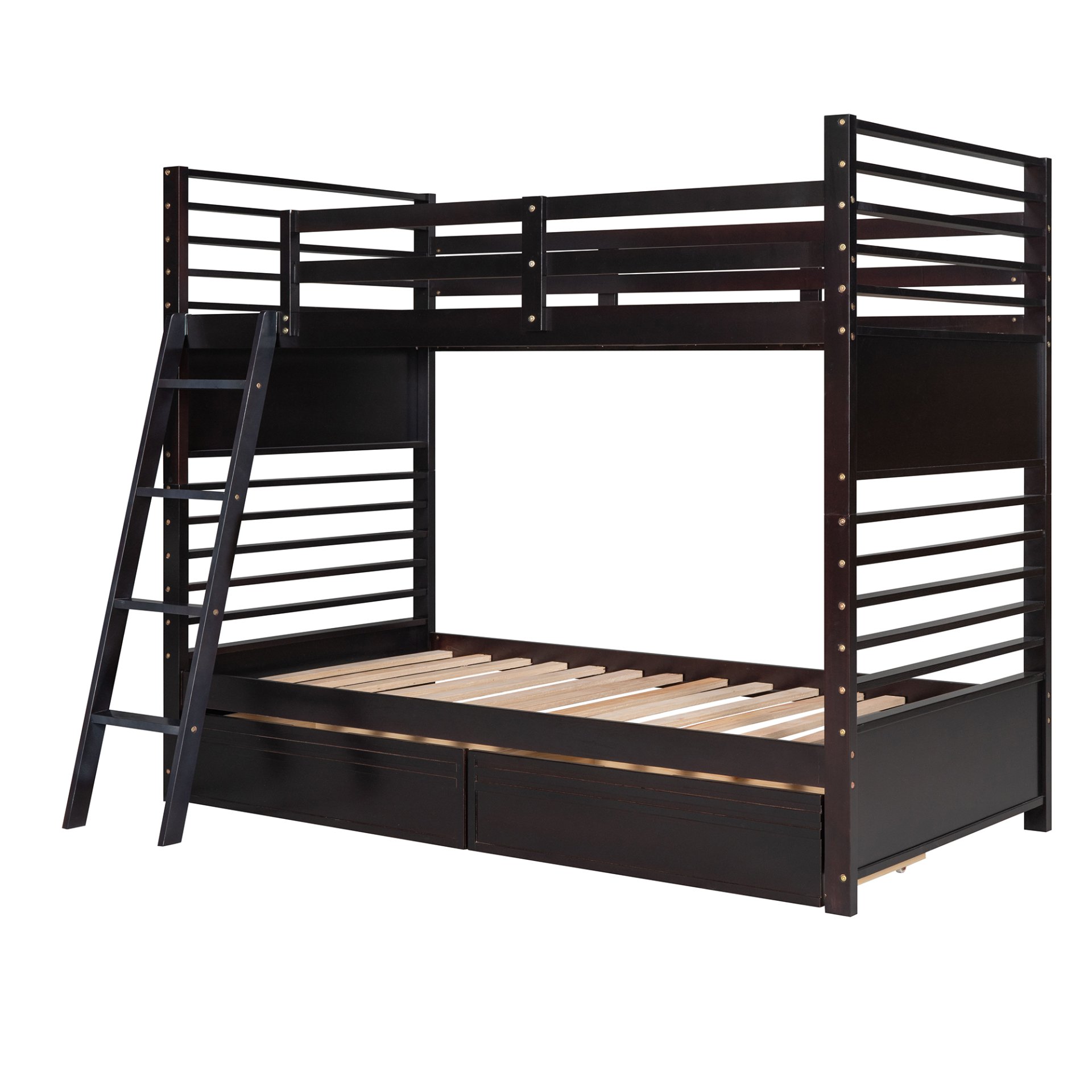 Twin Over Twin Bunk Bed With 2 Drawers - Espresso - Image 9
