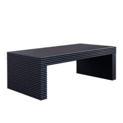 Modern Ribbed Coffee Table, Rectangular Low Profile Center Table For Living Room - Black