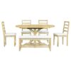 Topmax - 6 Piece Farmhouse Extendable Pedestal Dining Table Set With 18Inch Removable Leaf, Bench And 4 Ladder Back Dining Chairs - Natural - Image 9