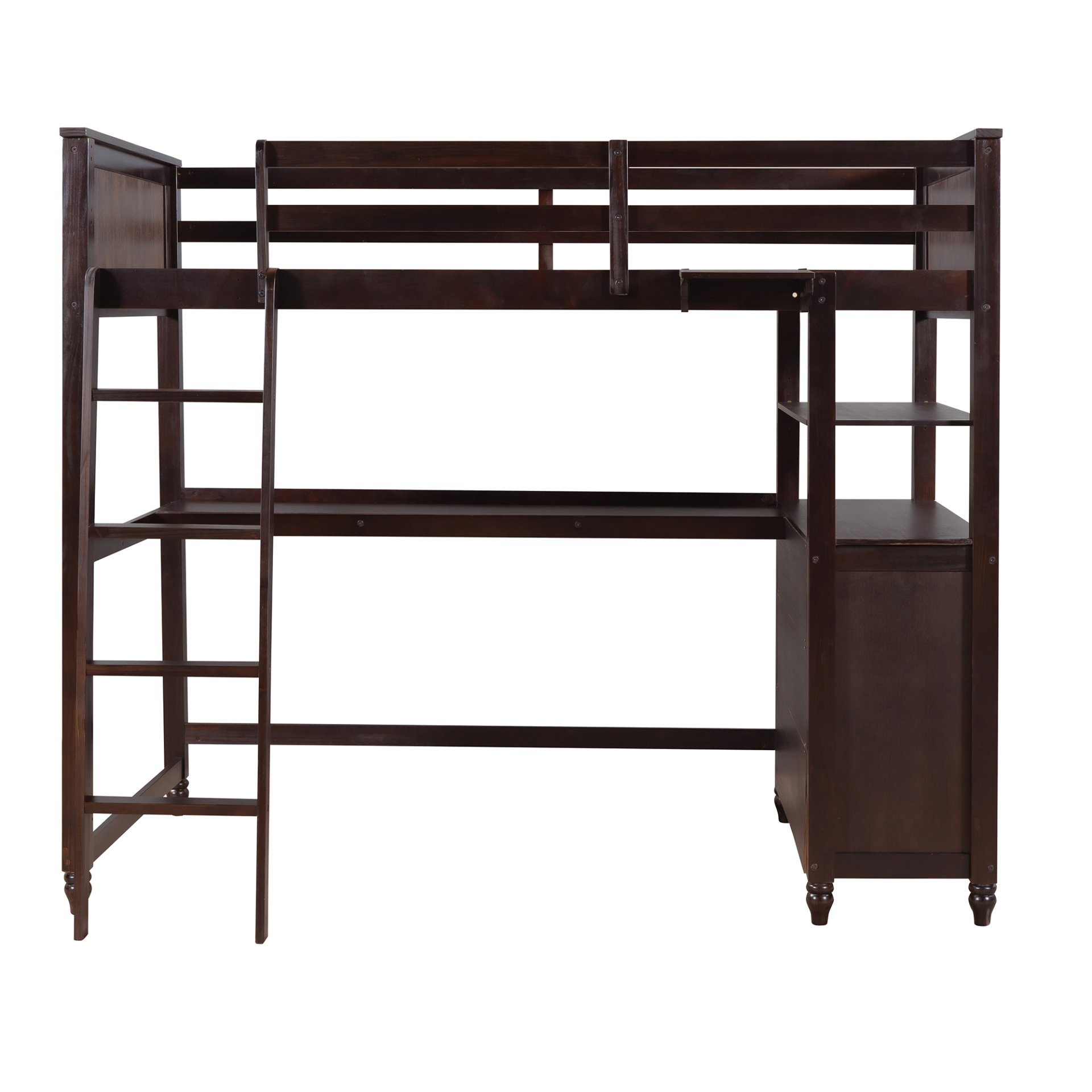 Twin Size Loft Bed With Drawers And Desk, With Shelves - Espresso - Image 6