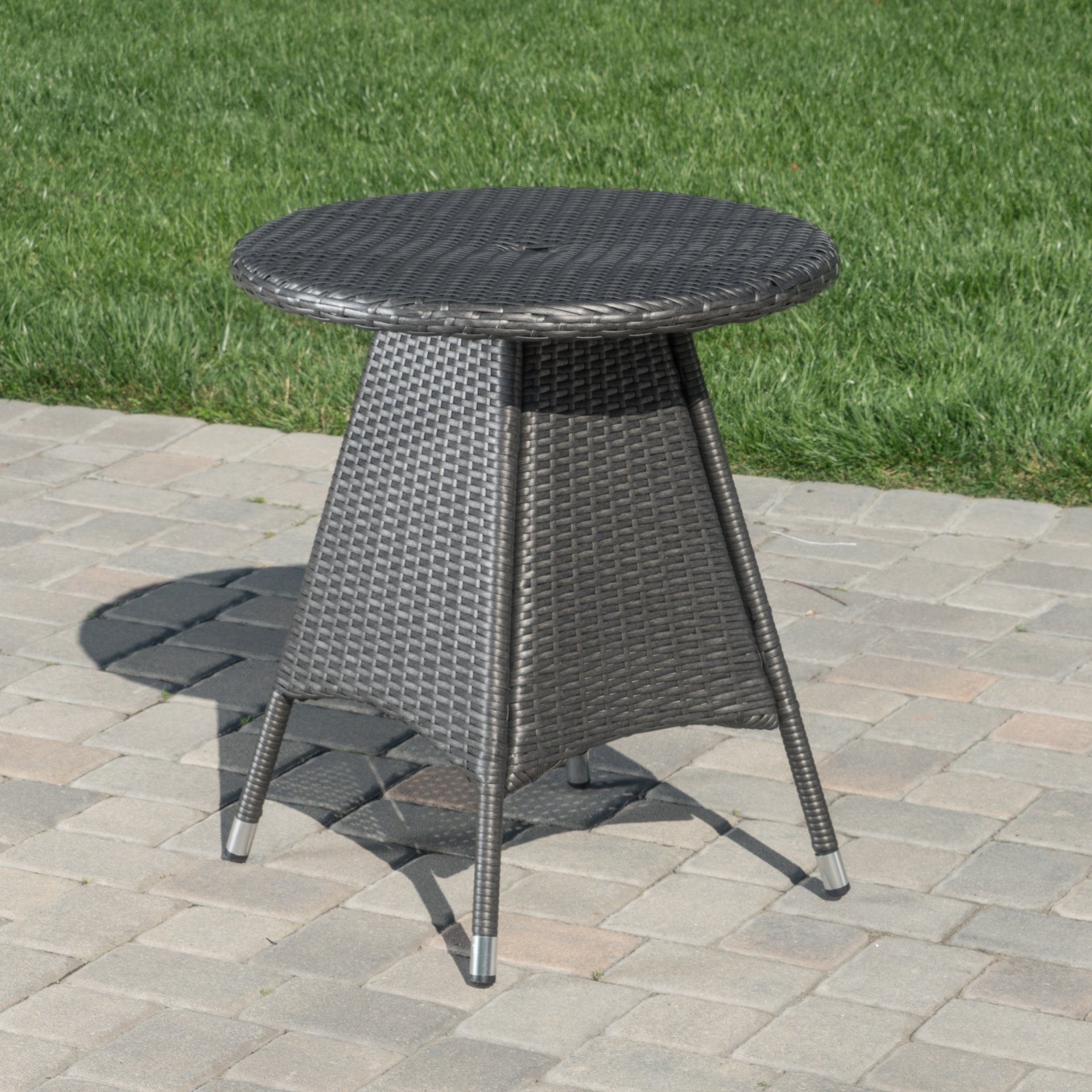 Outdoor Rattan Bistrotable With Surface Round - Gray - Image 2