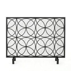 Thayer - Single Panel Iron Fireplace Screen With Geometric Pattern - Black