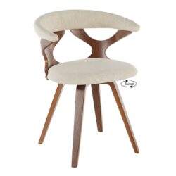 Gardenia - Mid-Century Modern Dining / Chair With Swivel - Walnut / Cream