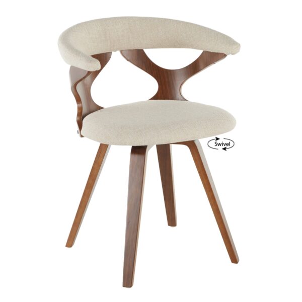 Gardenia - Mid-Century Modern Dining / Chair With Swivel - Walnut / Cream