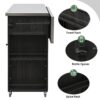 Outdoor Kitchen Island Fir Wood Kitchen Island With Stainless Steel Top, Ample Storage Space, Towel And Spice Racks And A Bottle Opener For Outdoor - Black - Image 5