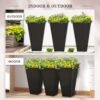 Outsunny - 28" Tall Planters With Drainage Hole (Set of 3), Outdoor Flower Pots, Indoor Planters For Porch Patio And Deck - Black - Image 6