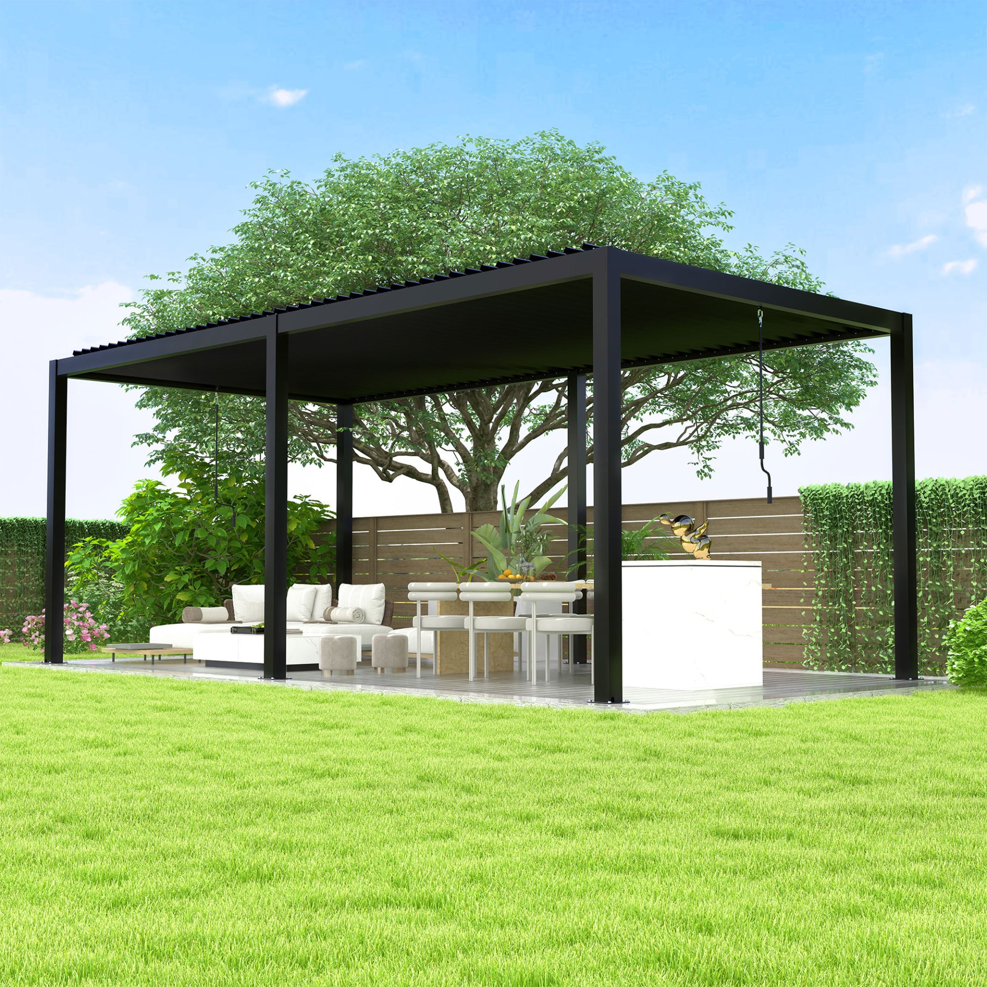 Louver Pergola Steel Louvers & Frame - Black - Image 2