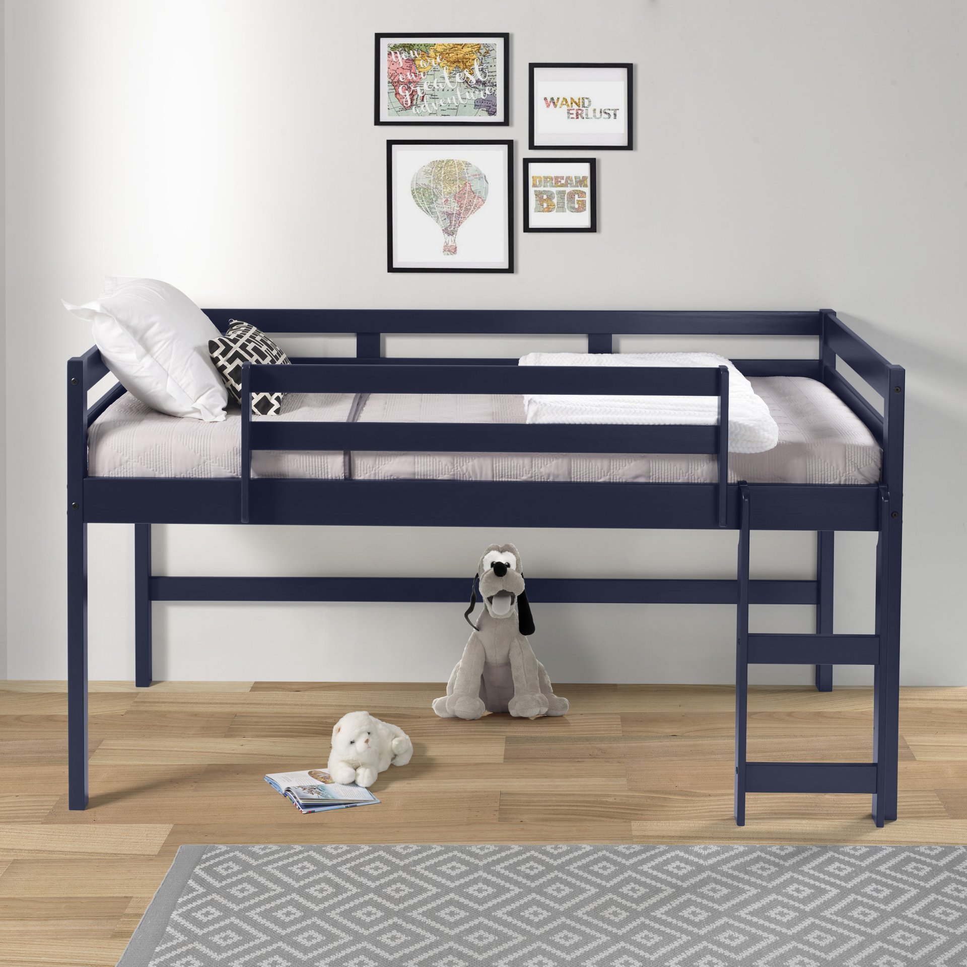 Lara - Twin Loft Bed - Navy Blue - Image 3