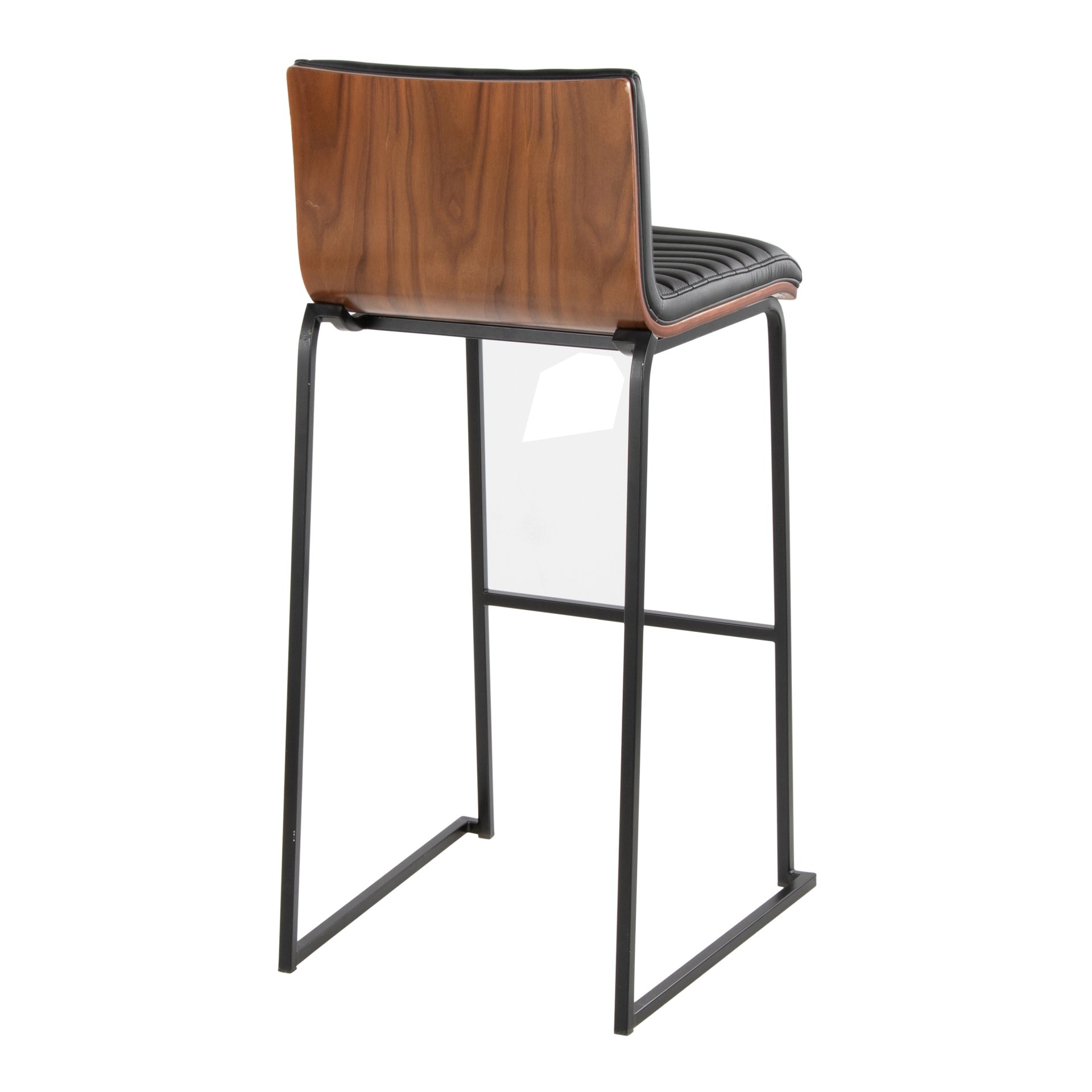 Mason Mara - Contemporary Fixed Height Barstool (Set of 2) - Black / Walnut / Black - Image 4